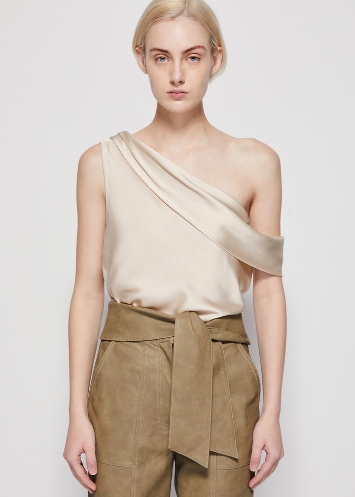Lexy Draped One Shoulder Top (Almond)