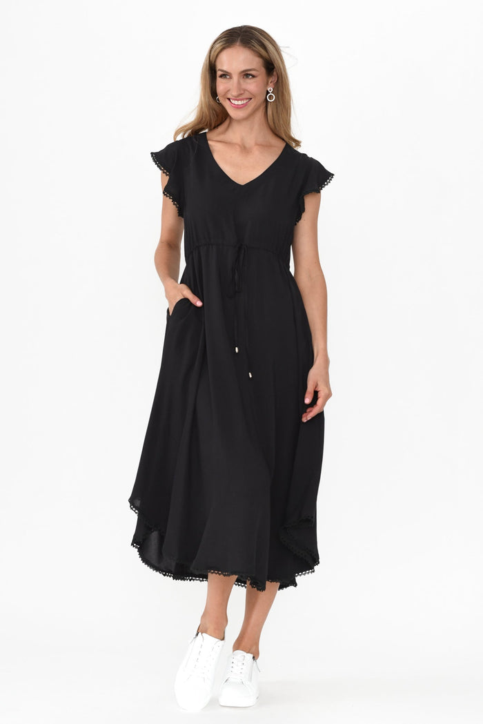Libby Black Midi Dress,Blonde model,alt text|model:Anthea