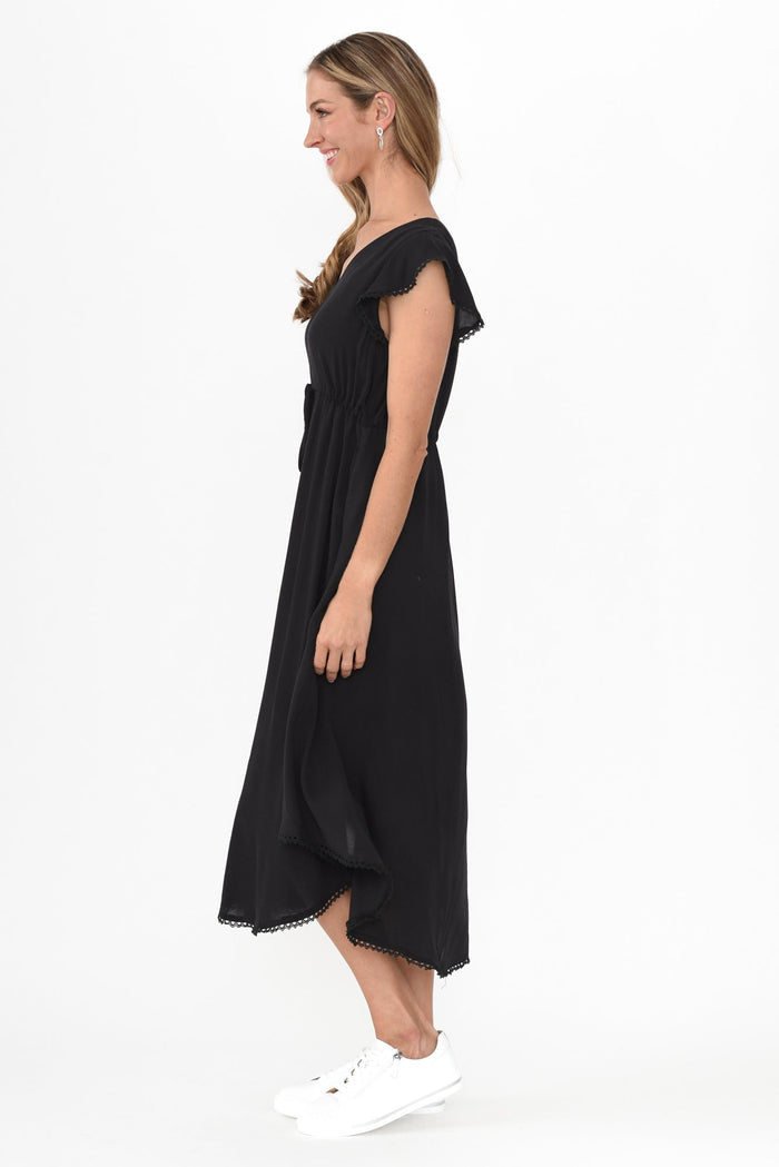 Libby Black Midi Dress,Blonde model,alt text|model:Anthea