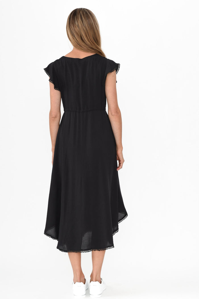 Libby Black Midi Dress,Blonde model,alt text|model:Anthea