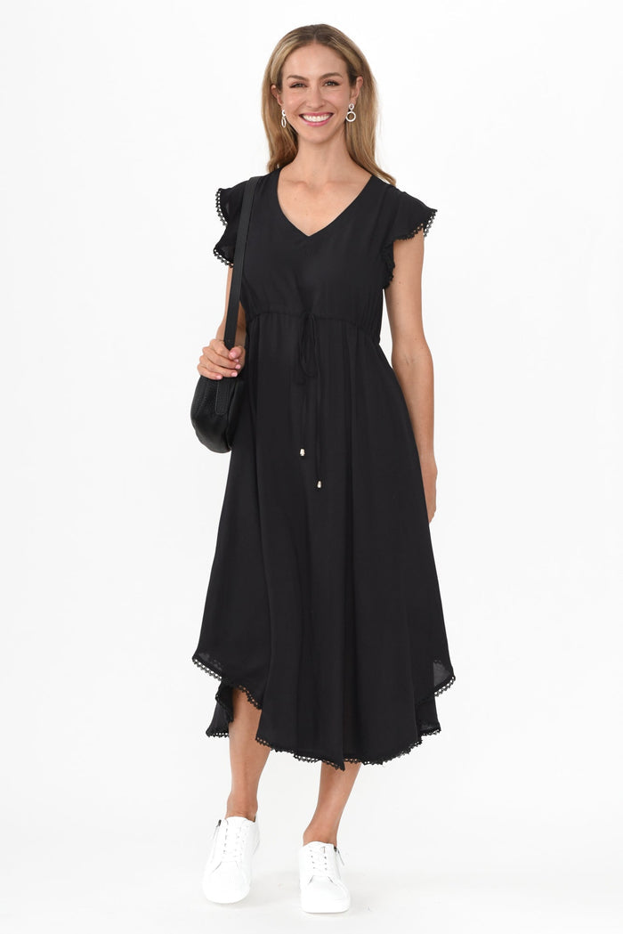 Libby Black Midi Dress,Blonde model,alt text|model:Anthea
