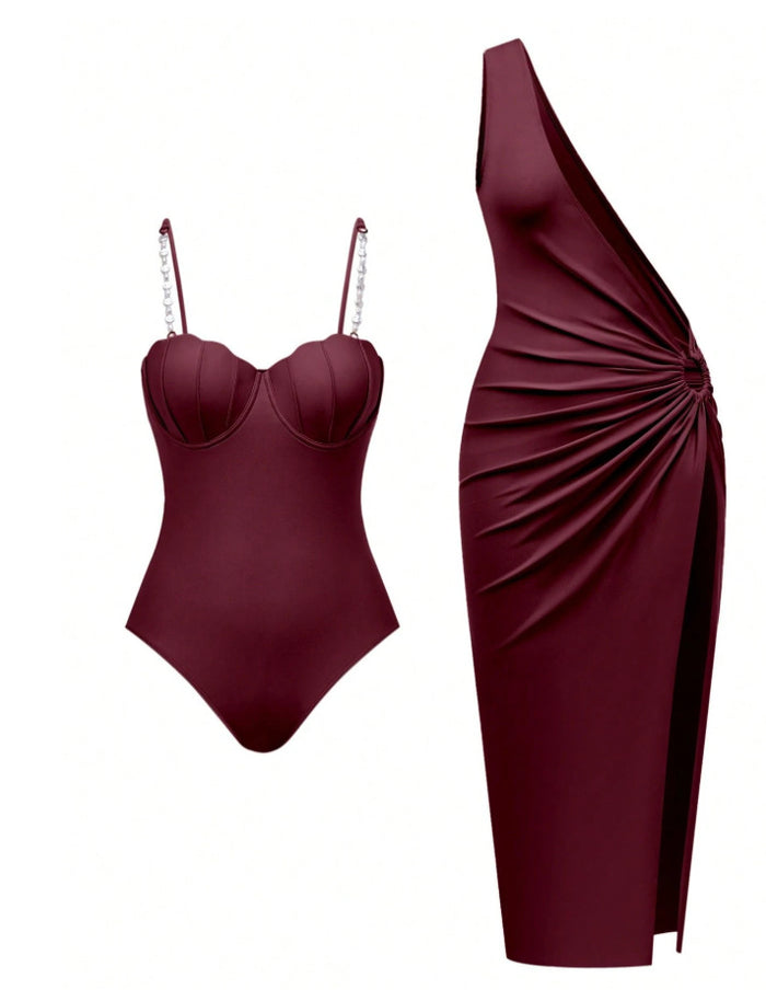 Lilac Glow Swimsuit Set - Maroon