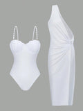 Lilac Glow Swimsuit Set - White