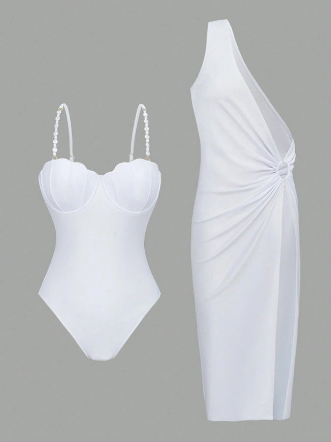 Lilac Glow Swimsuit Set - White