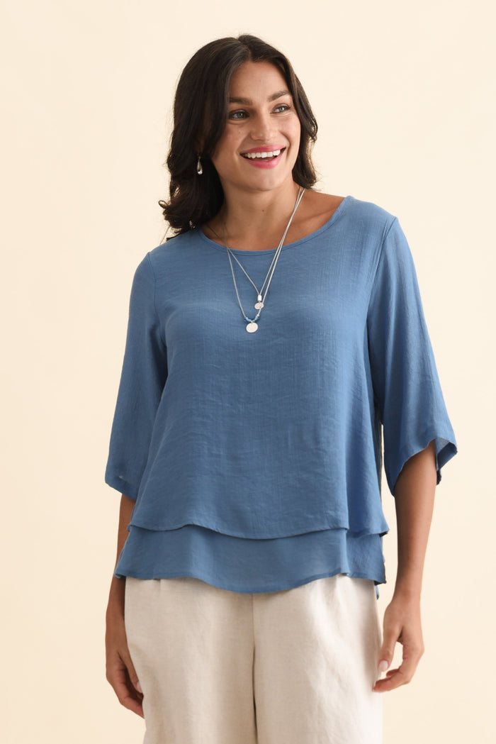 Liora Steel Layered Top,Brunette model,alt text|model:Brontie