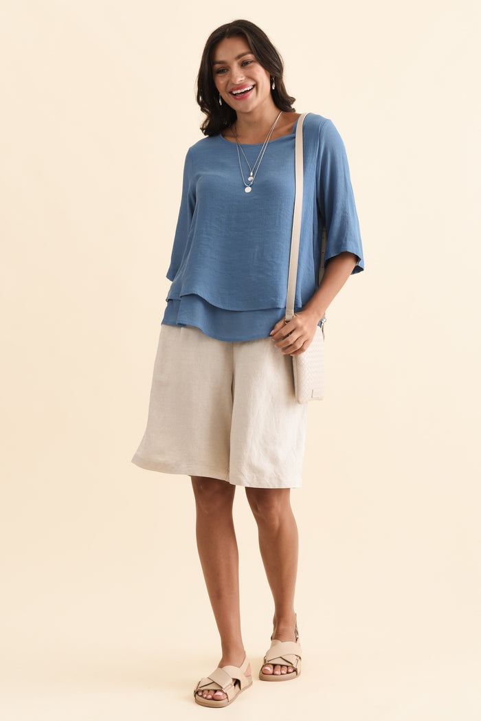 Liora Steel Layered Top,Brunette model,alt text|model:Brontie