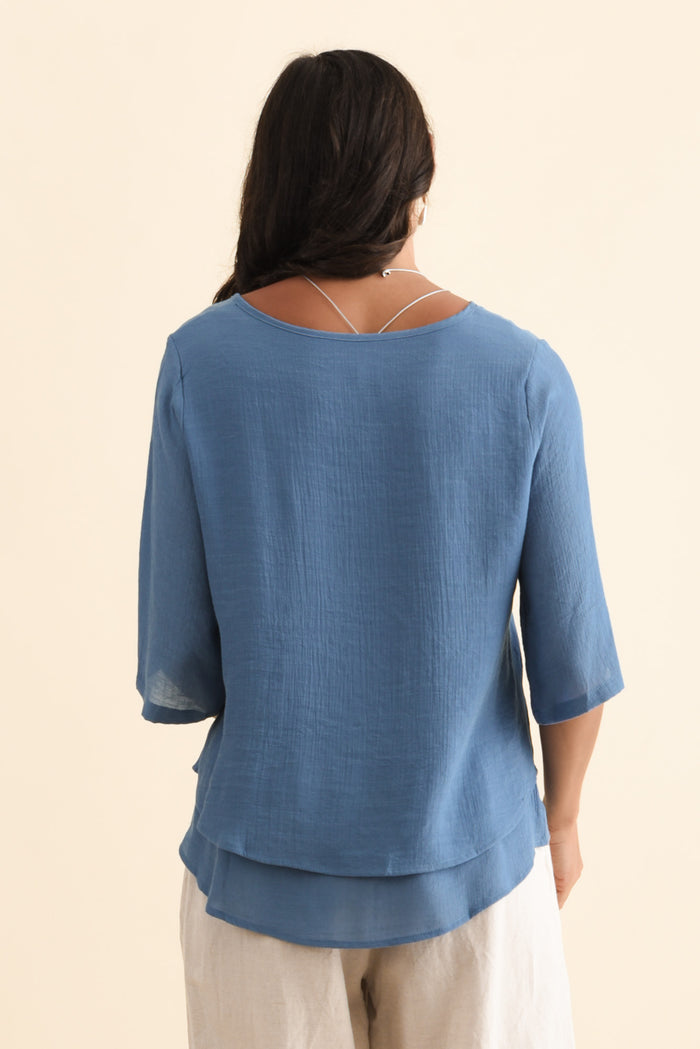 Liora Steel Layered Top,Brunette model,alt text|model:Brontie