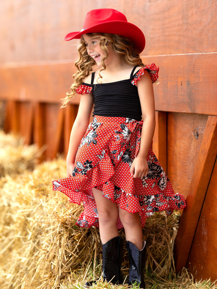 Toddler Spring Dresses | Girls Polka Dot Floral Smocked Wrap Dress