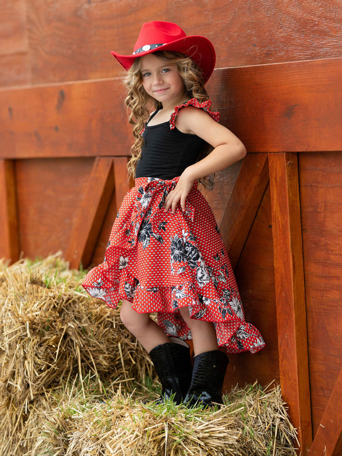 Toddler Spring Dresses | Girls Polka Dot Floral Smocked Wrap Dress