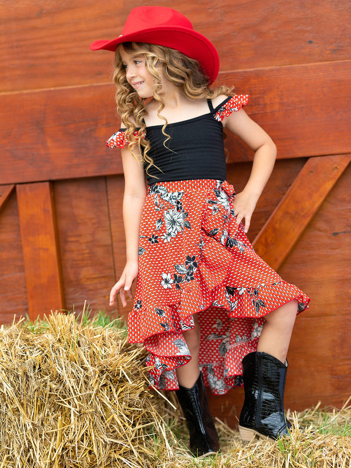 Toddler Spring Dresses | Girls Polka Dot Floral Smocked Wrap Dress