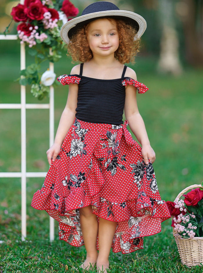 Toddler Spring Dresses | Girls Polka Dot Floral Smocked Wrap Dress
