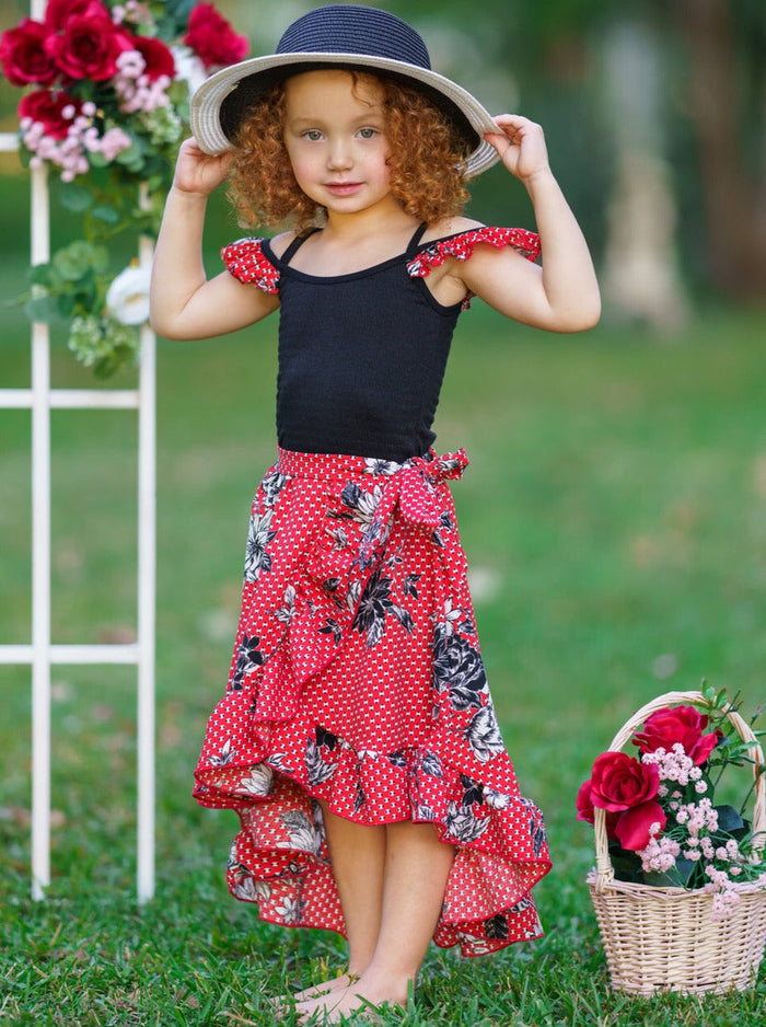 Toddler Spring Dresses | Girls Polka Dot Floral Smocked Wrap Dress