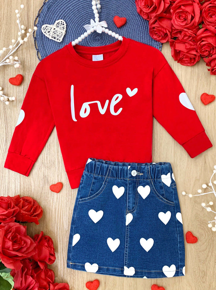 Little Love Denim Skirt Set Mia Belle Girls
