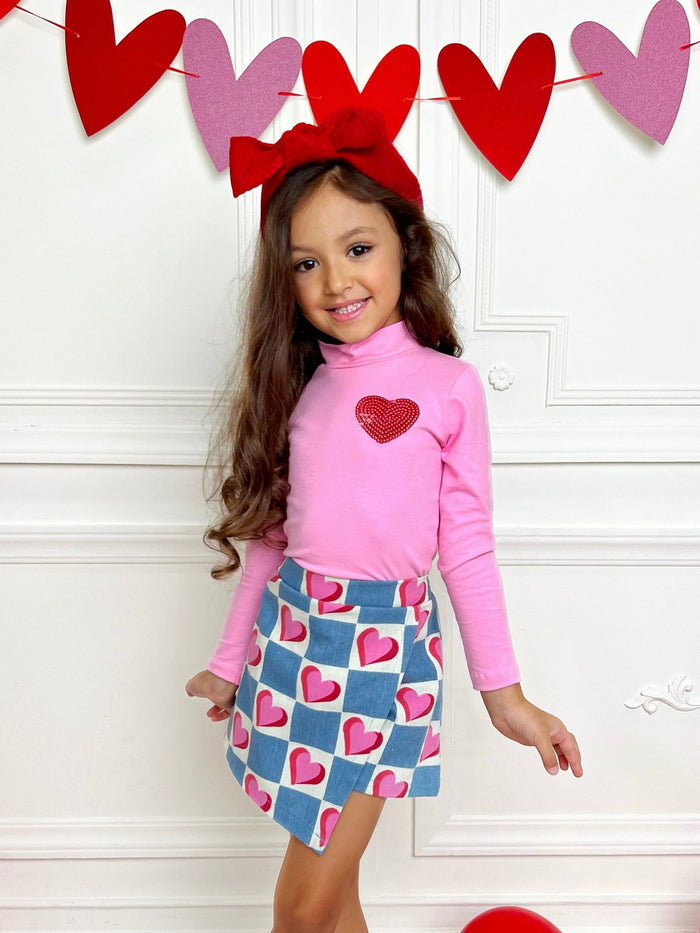 Little Miss Heartthrob Chambray Skort Set Mia Belle Girls