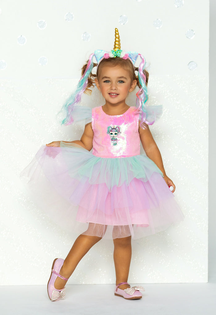 L.O.L. SURPRISE! x Mia Belle Girls Unicorn Sparkle Tutu Dress