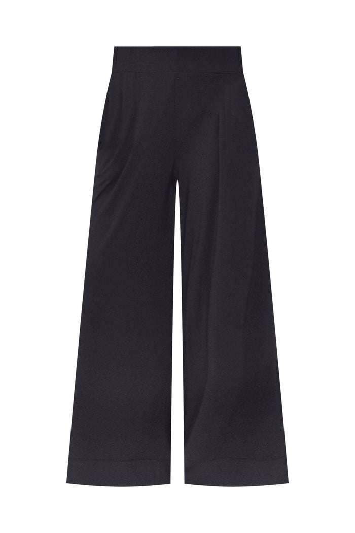 Lola Navy Micro Modal Wide Leg Pants,ghost-mani