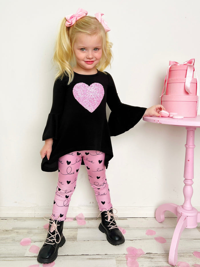 Kid's Valentine's Day Sets | Sparkle Heart Hi-Lo Tunic & Legging Set