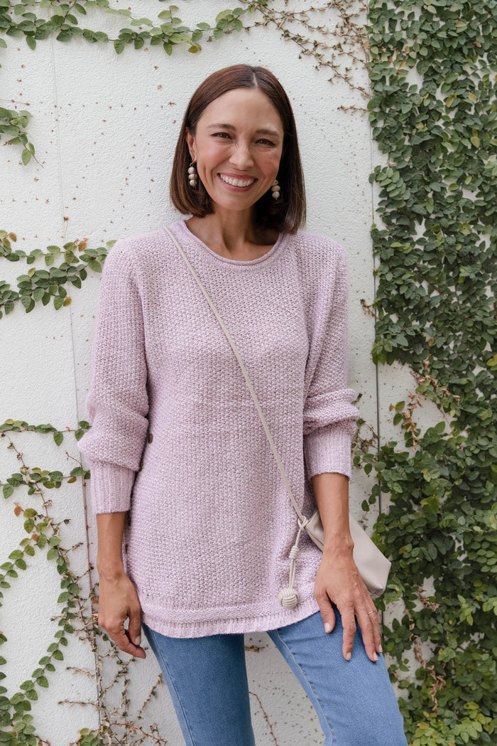 Lucas Pink Knit Button Jumper,Lifestyle