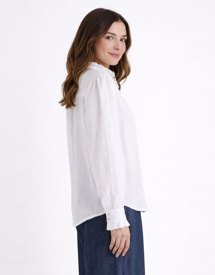 Lucille Lyocell Pleated Shirt - White