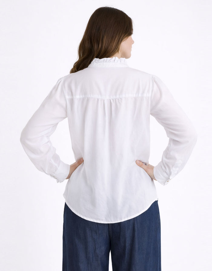 Lucille Lyocell Pleated Shirt - White