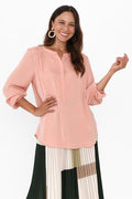 Luxe Peach Gloss Tunic,Brunette model,alt text|model:Cara