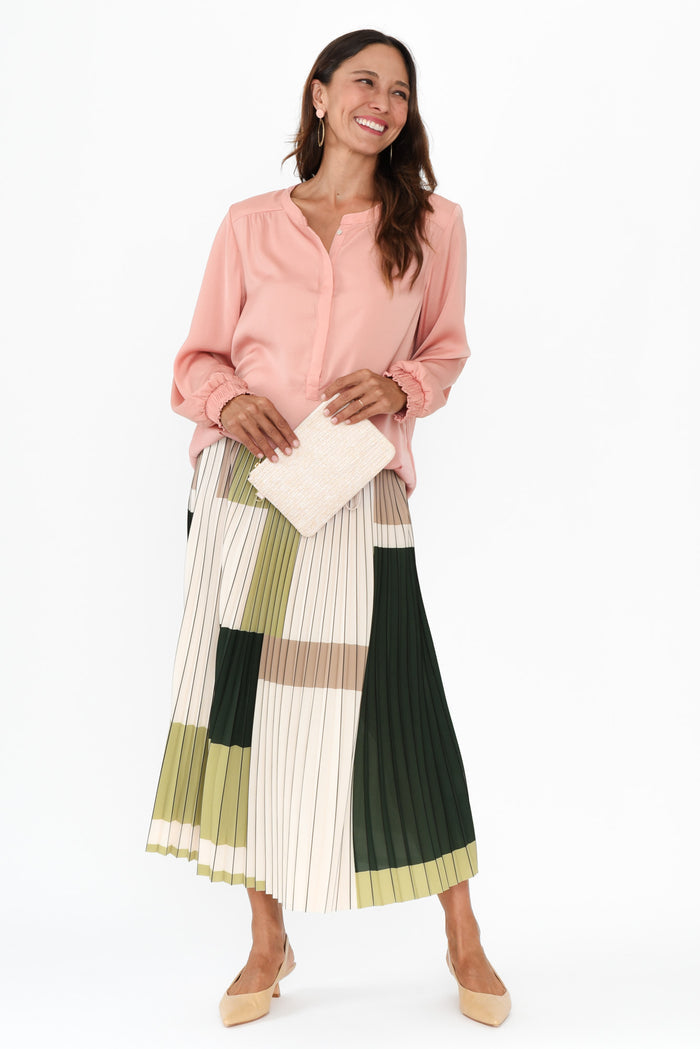 Luxe Peach Gloss Tunic,Brunette model,alt text|model:Cara