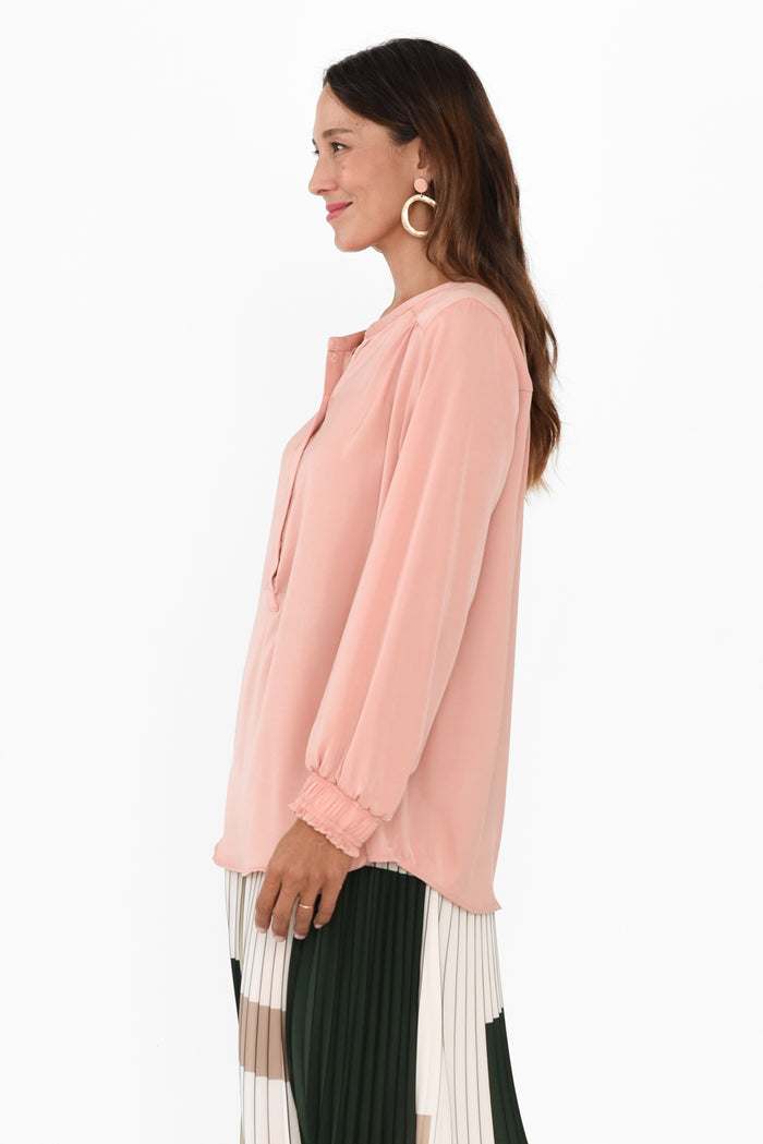 Luxe Peach Gloss Tunic,Brunette model,alt text|model:Cara