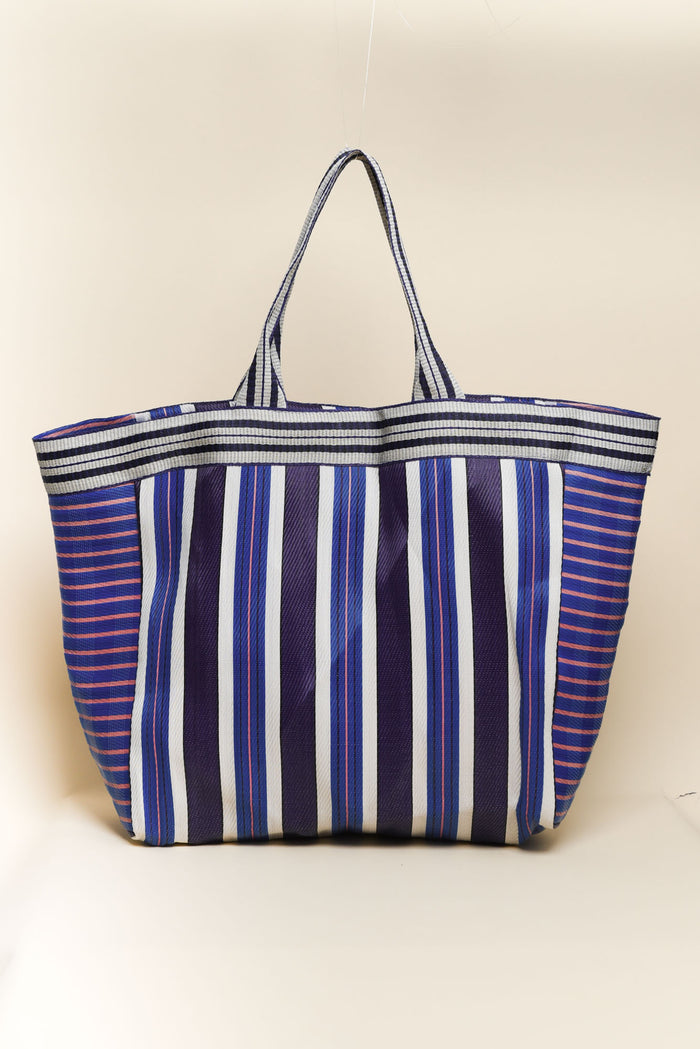 Lyndal Blue Stripe Large Tote Bag