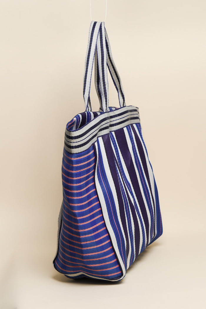 Lyndal Blue Stripe Large Tote Bag