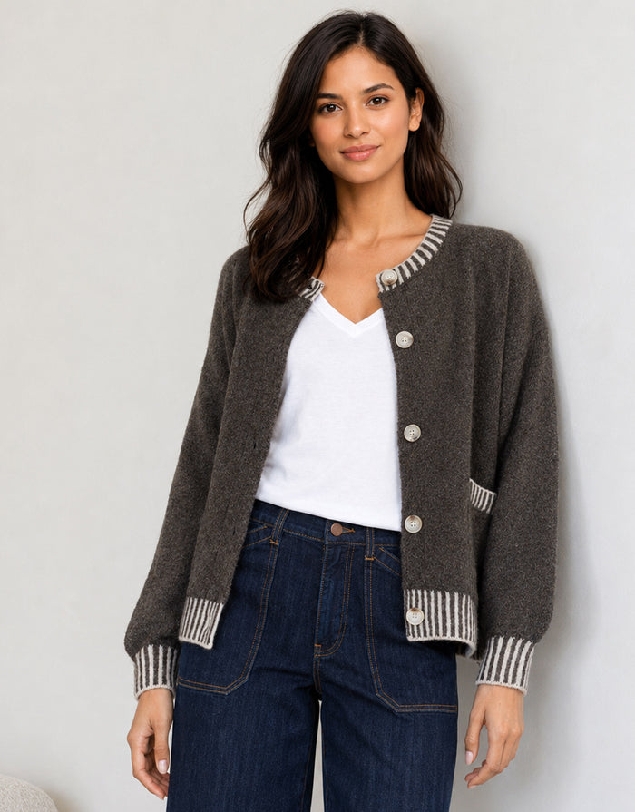 Macie Wool Blend Cardi - Choc