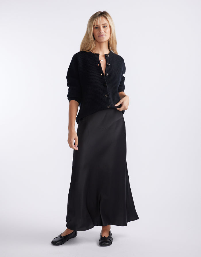 Maison Wool Cashmere Cardigan - Black