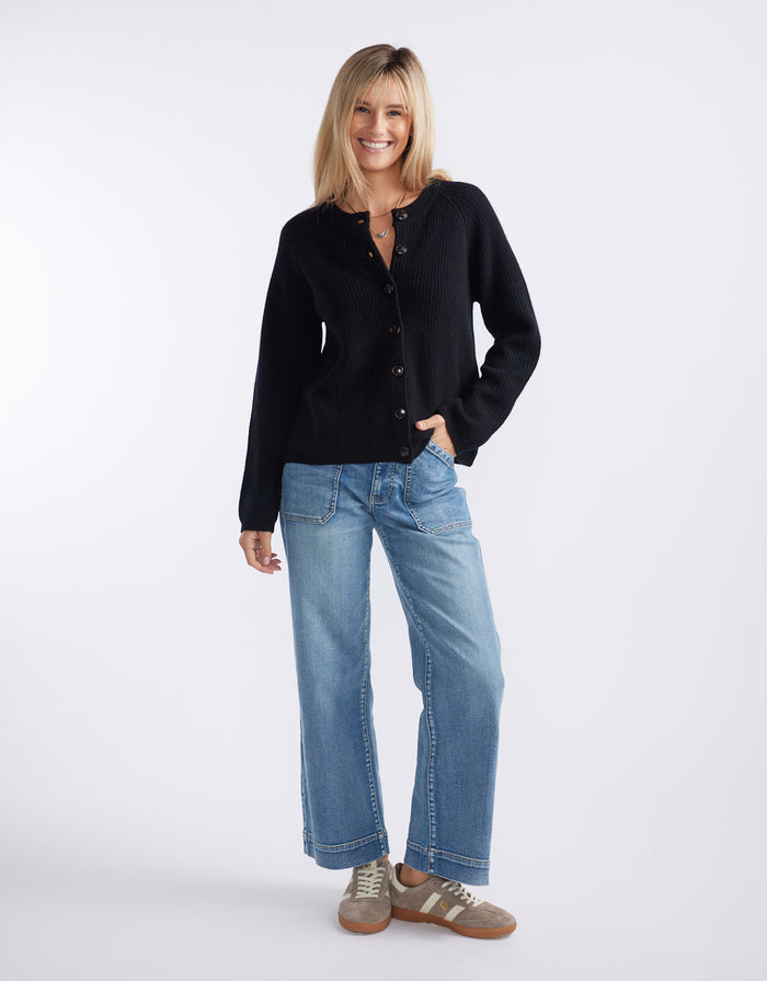 Maison Wool Cashmere Cardigan - Black