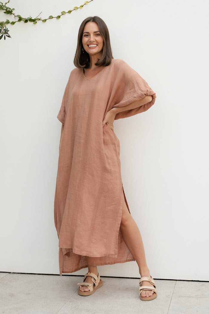 Marcel Mocha Linen Dress