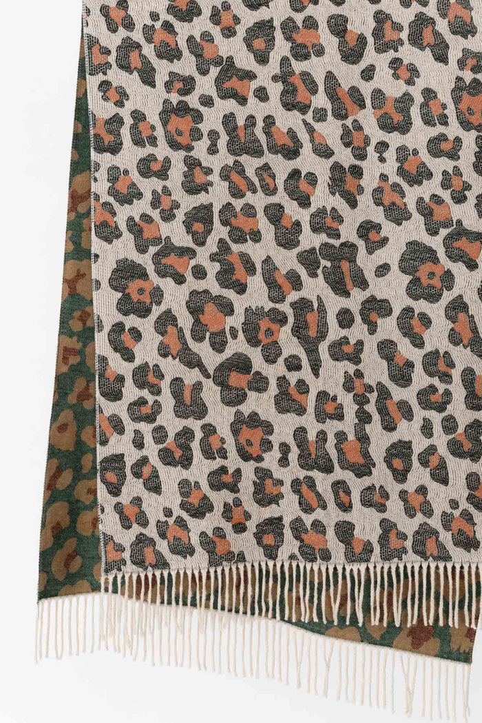 Marwa Orange Leopard Tassel Scarf