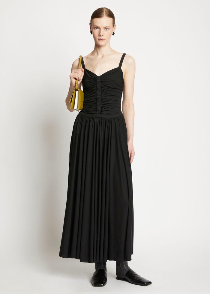 Matte Crepe Strap Dress (Black)