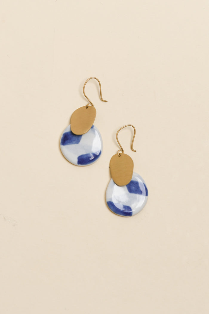 Mattea Blue Abstract Drop Earrings