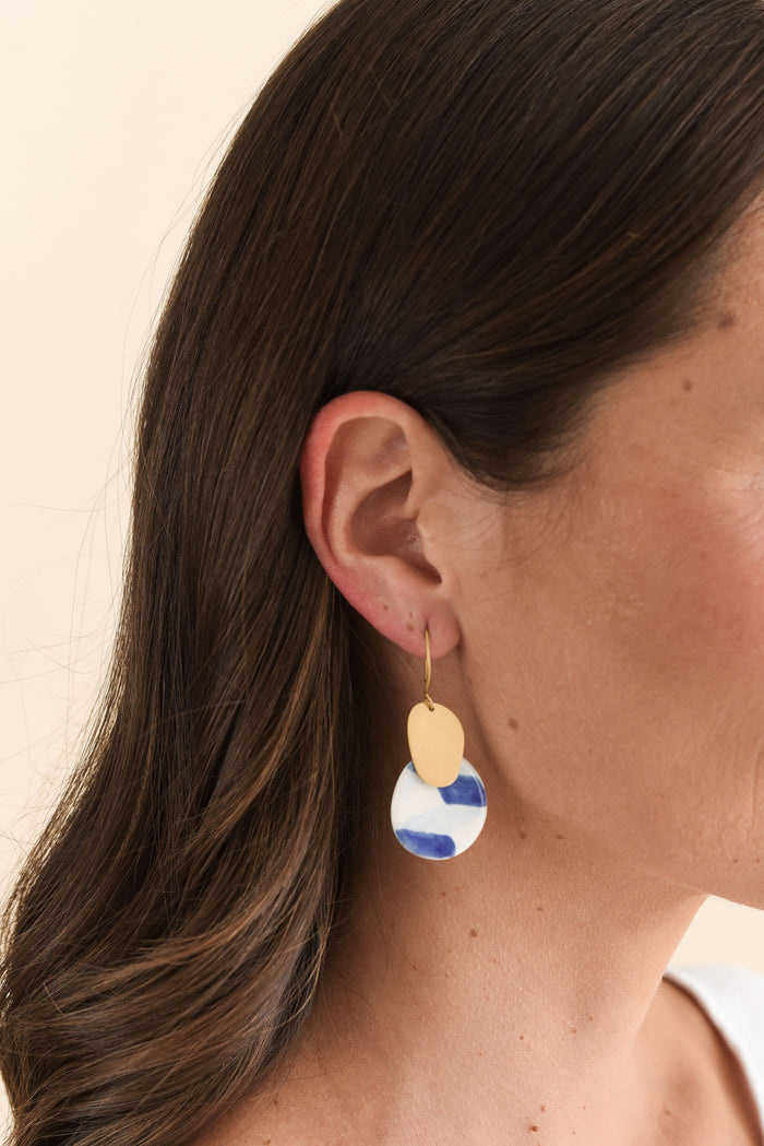 Mattea Blue Abstract Drop Earrings
