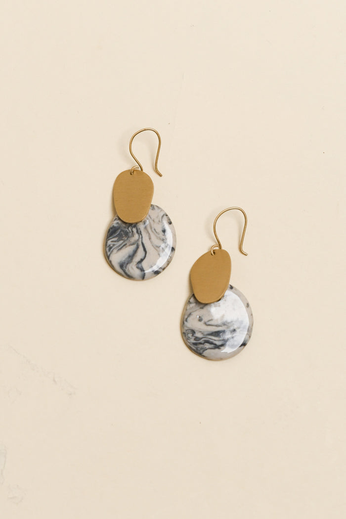Mattea Grey Marble Drop Earrings