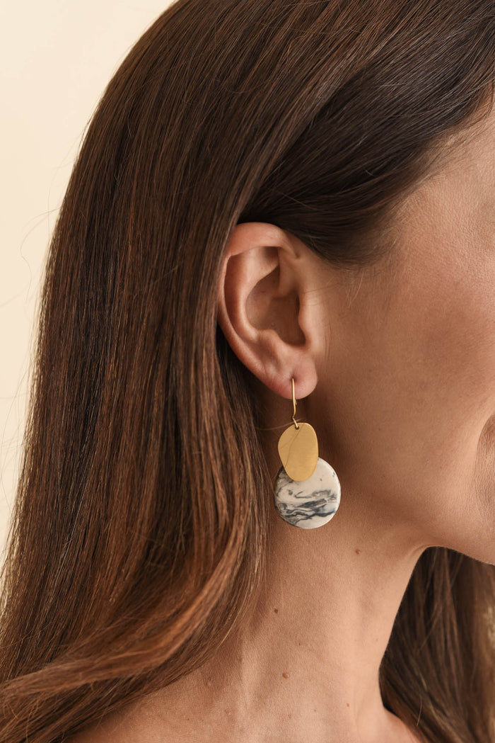 Mattea Grey Marble Drop Earrings