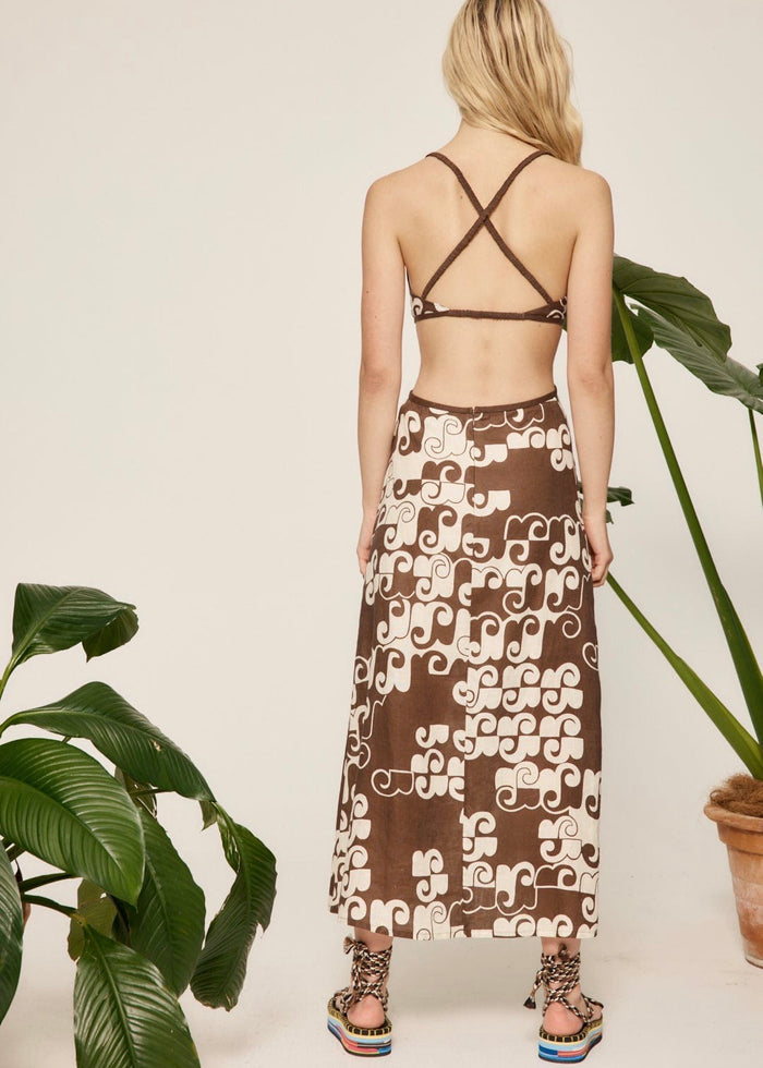 Maurice Cut Out Midi Dress (Chocolate)