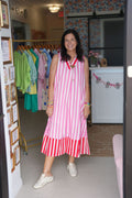 Maxi red & pink stripe dress - LOL