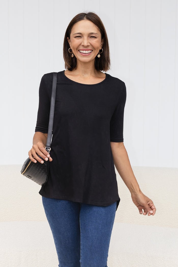 Maya Black Half Sleeve Tee,Lifestyle