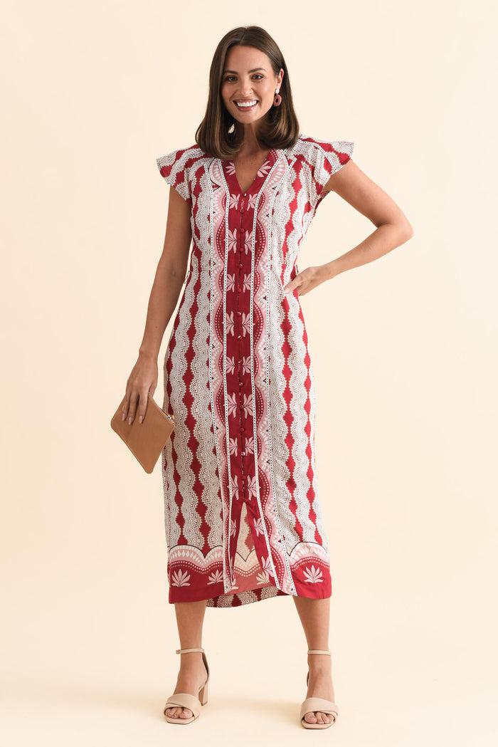 Maya Marrakech Ruby Tie Dress,Brunette model,alt text|model:MJ