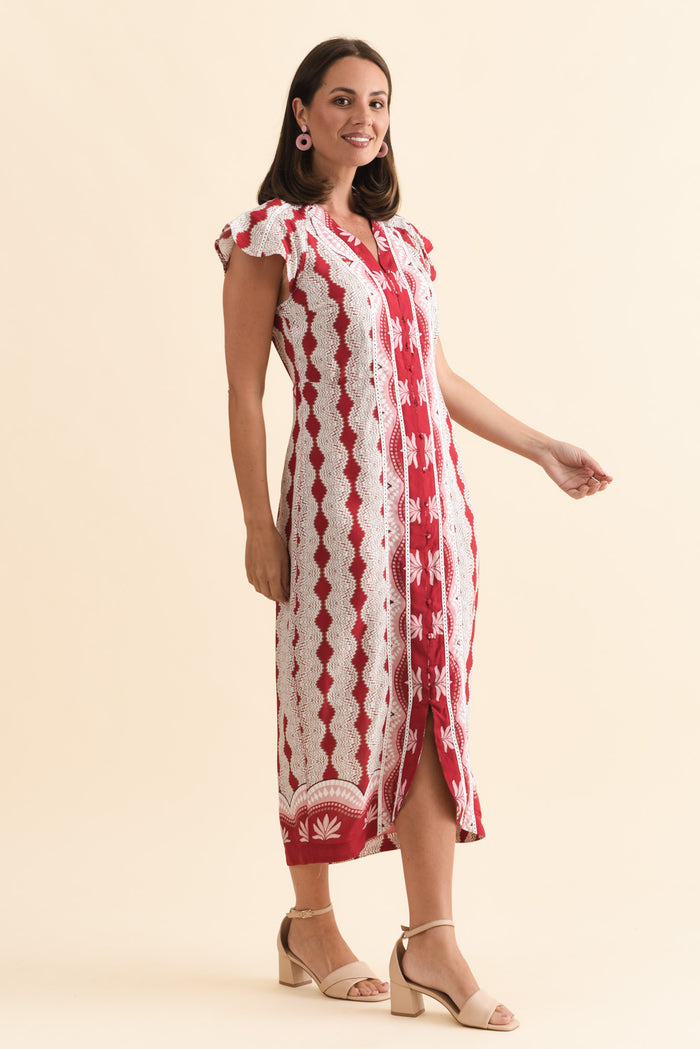 Maya Marrakech Ruby Tie Dress,Brunette model,alt text|model:MJ