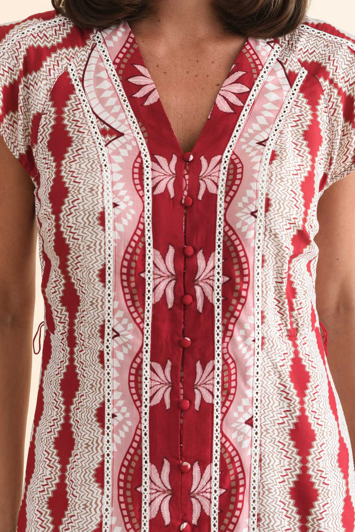 Maya Marrakech Ruby Tie Dress,Brunette model,alt text|model:MJ
