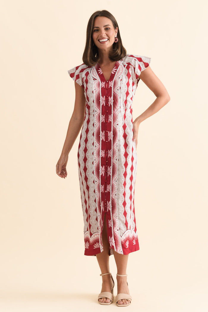 Maya Marrakech Ruby Tie Dress,Brunette model,alt text|model:MJ