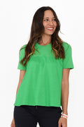 Melrose Green Top,Brunette model,alt text|model:Cara