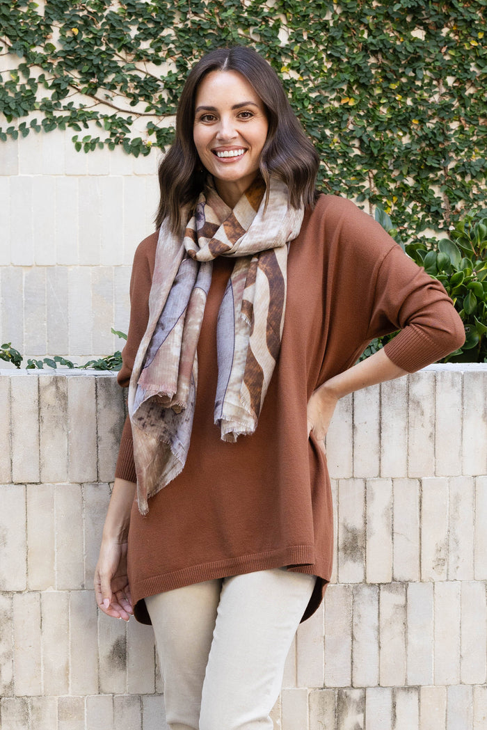 Meryl Chocolate Wool Blend Drape Jumper,Lifestyle