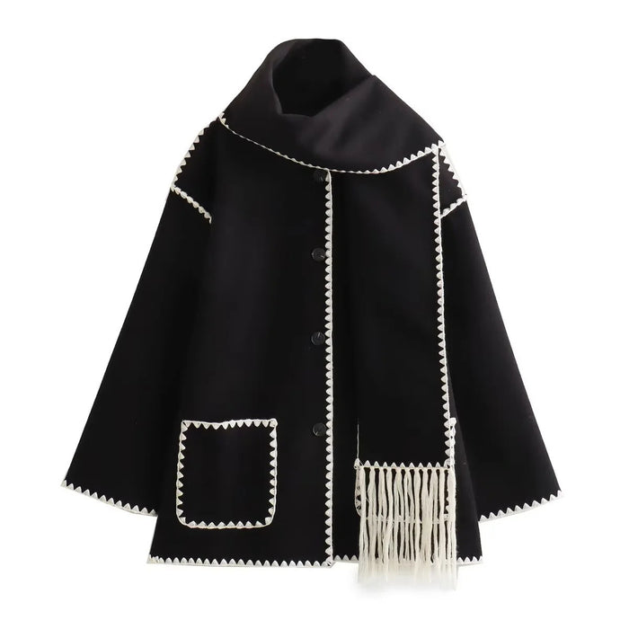 Meryn Jacket & Stole Set - Black
