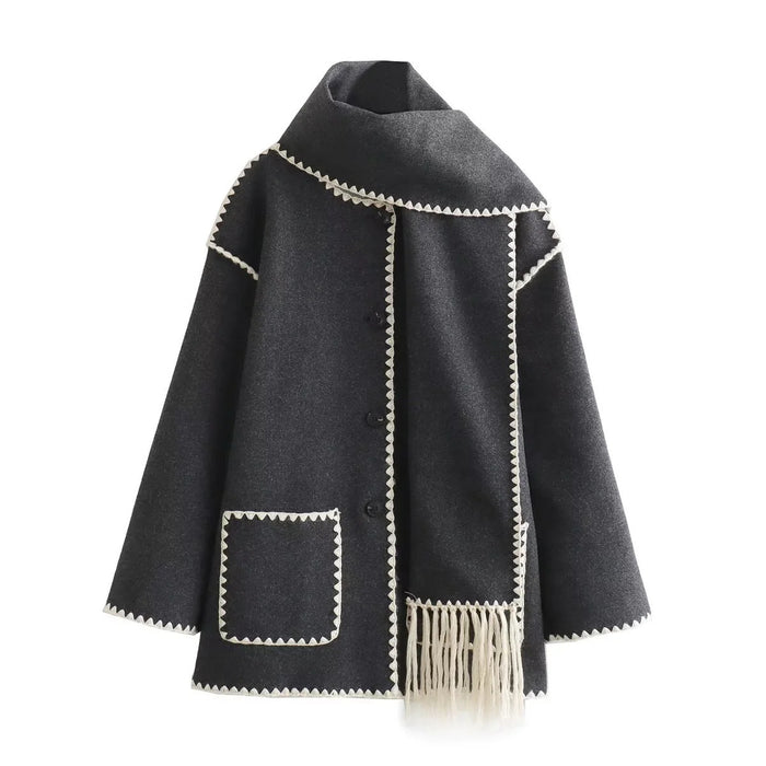 Meryn Jacket & Stole Set - Dark Grey